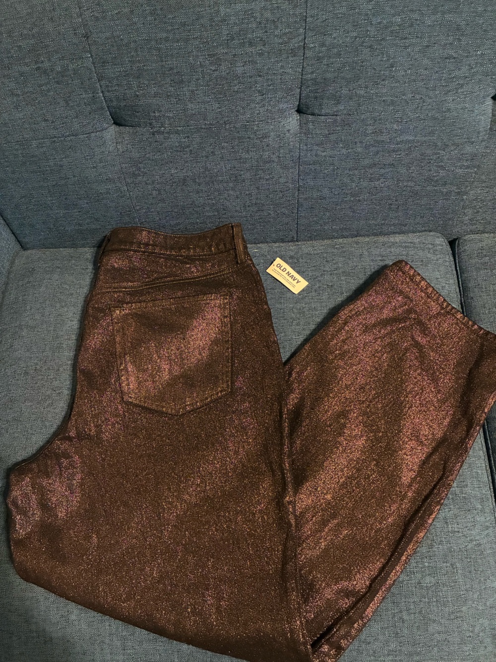 Old Navy Metallic black and gold OG loose jeans sz 14
